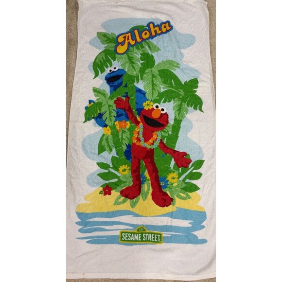 Sesame Street Other - Vintage Sesame Street Elmo & Cookie Monster Aloha Beach Towel Kids Pool Fun
